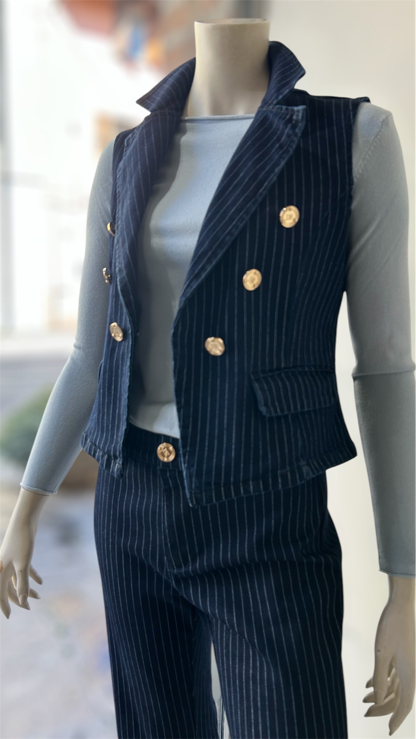 Gilet gessato in denim Denny Rose