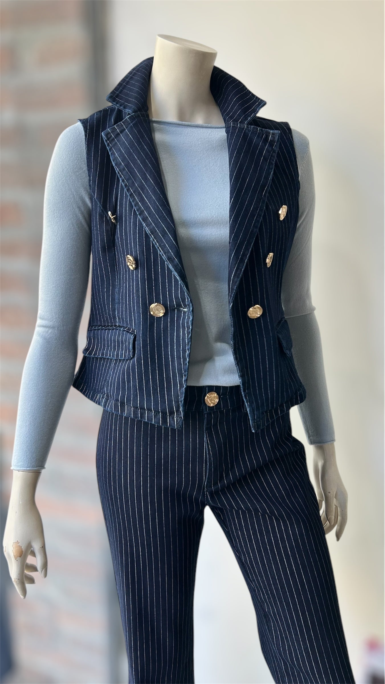 Gilet gessato in denim Denny Rose