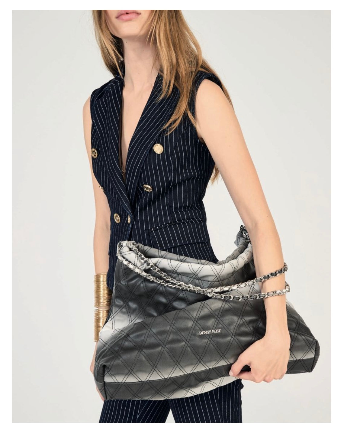 Gilet gessato in denim Denny Rose