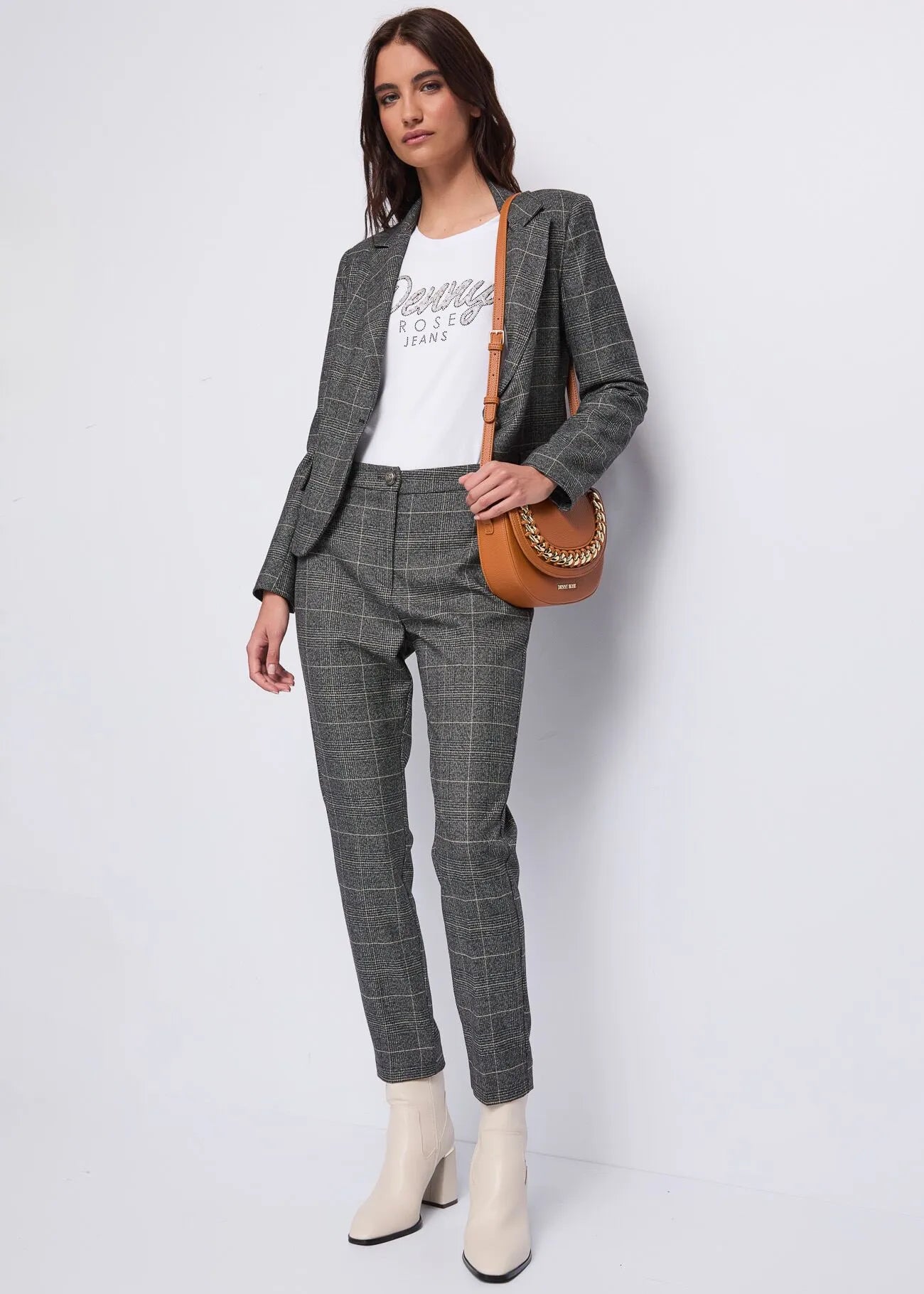 Pantaloni motivo check Denny Rose