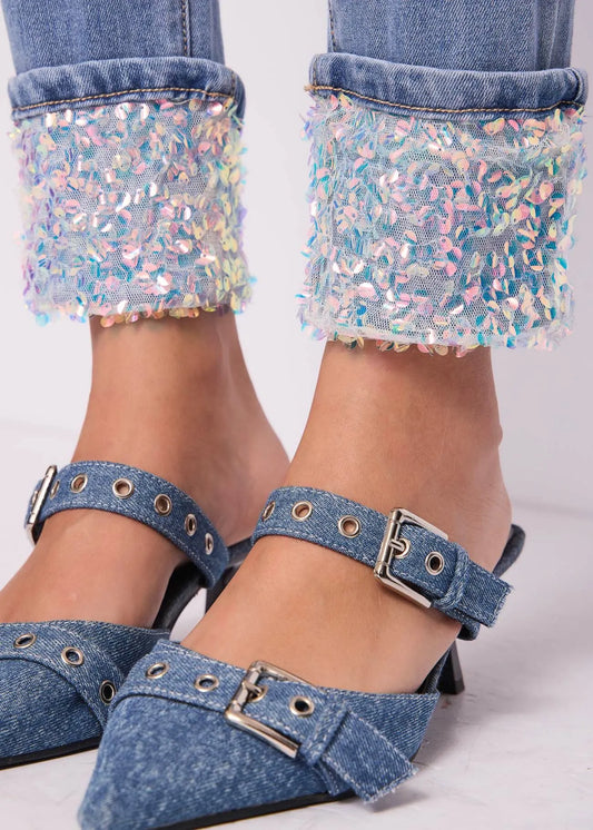 Jeans skinny con paillettes Denny Rose - topshopbagnolo