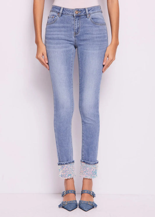 Jeans skinny con paillettes Denny Rose