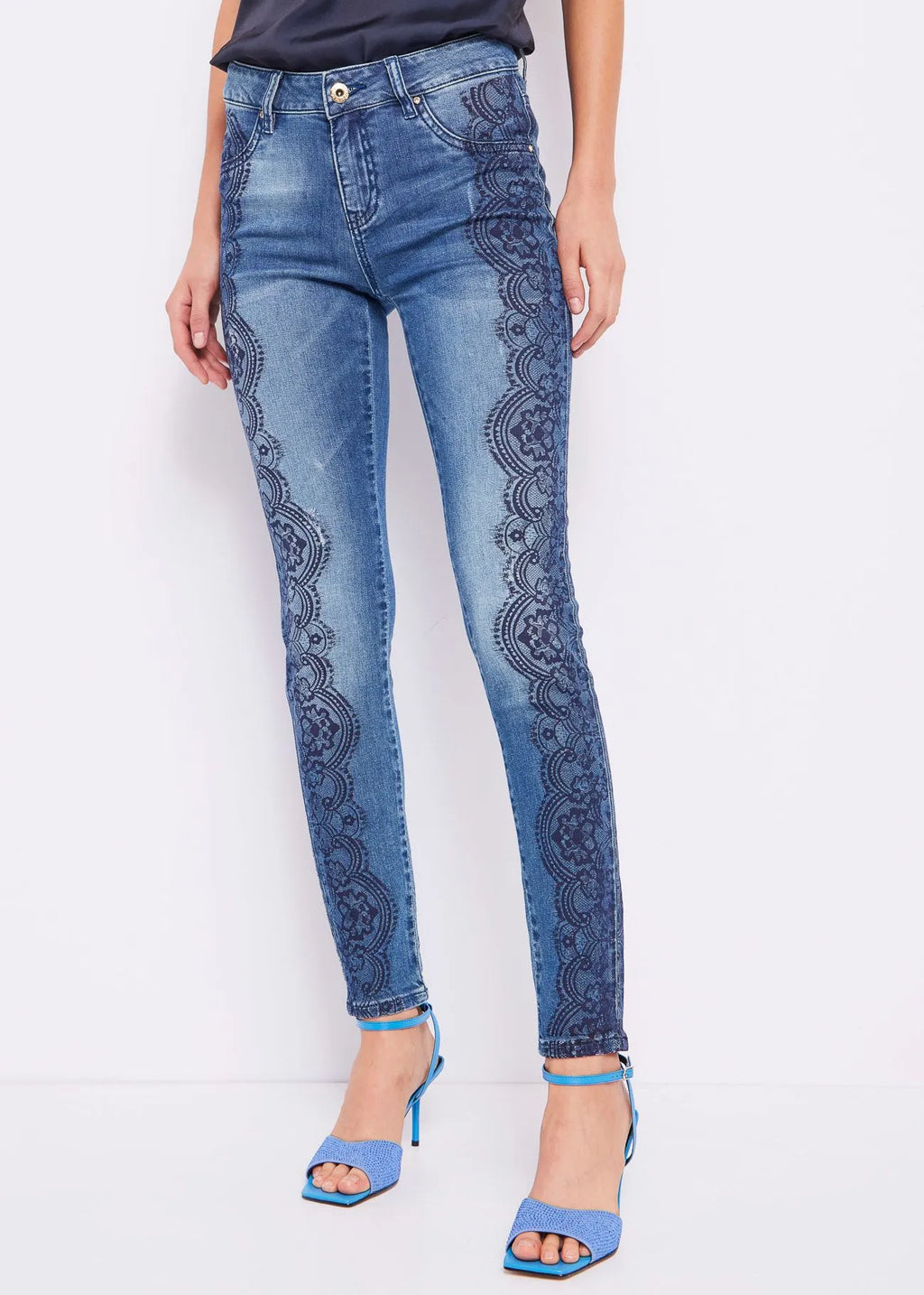 Jeans stampa pizzo Denny Rose