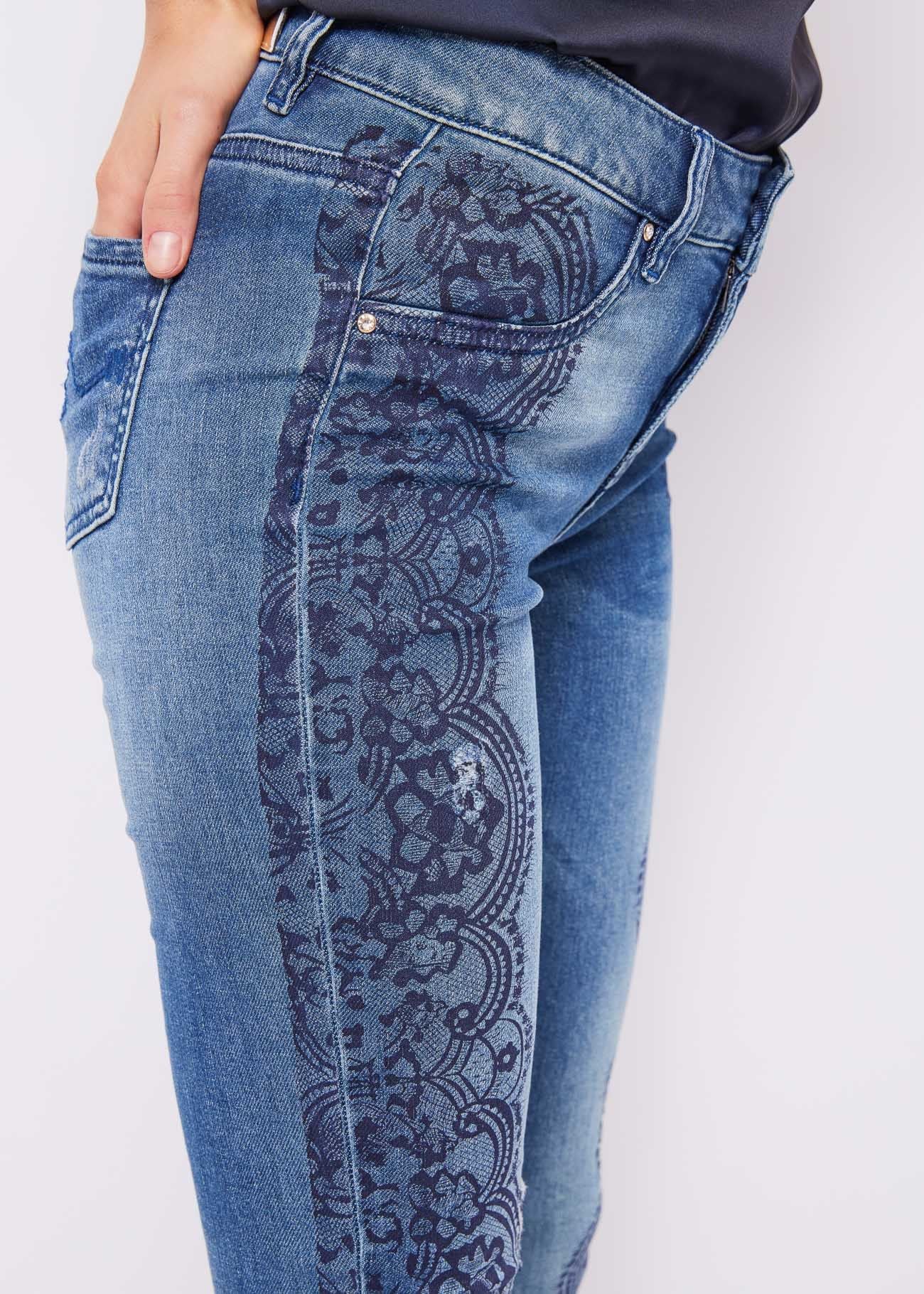 Jeans stampa pizzo Denny Rose - topshopbagnolo