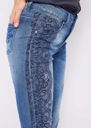 Jeans stampa pizzo Denny Rose