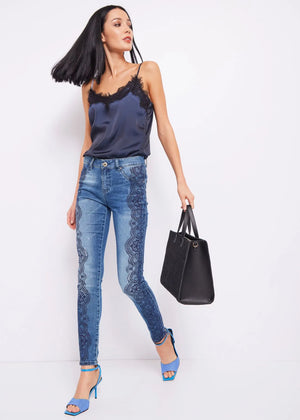 Jeans stampa pizzo Denny Rose